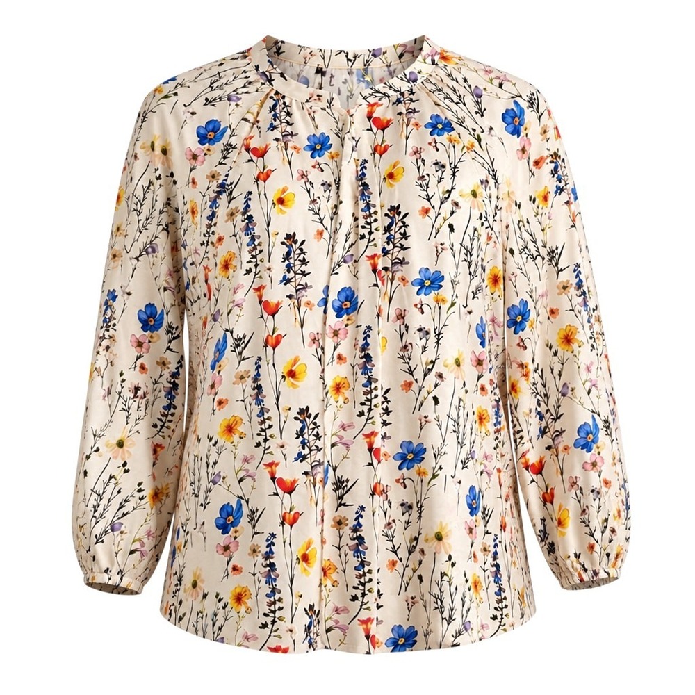 NWT Valolia Romantic Wildflower Peasant Blouse V-Neck XL Cottagecore Boho